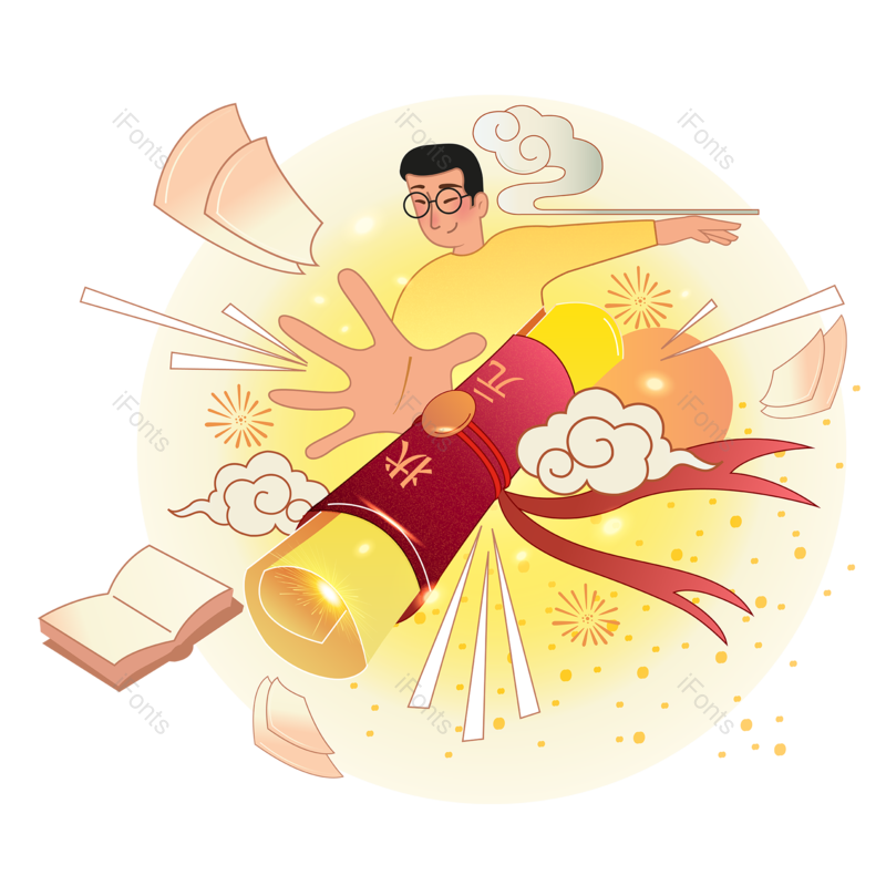 高考图片,学习元素,书本PNG,卷轴免抠素材